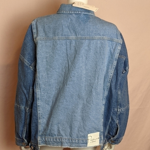 Patchwork by Stradivarius Oversized Two Tone Wash Denim Jacket size Small - Picture 10 of 14